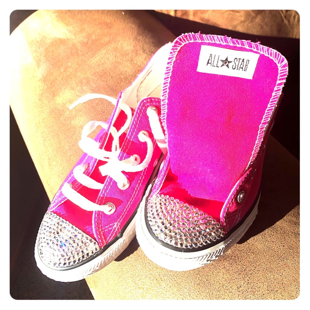 Converse pink shoes w/real Swarovski crystals.